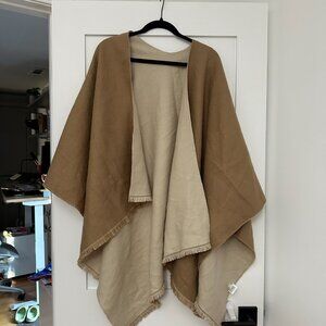 Uniqlo Poncho Reversible Tan/Camel and Cream